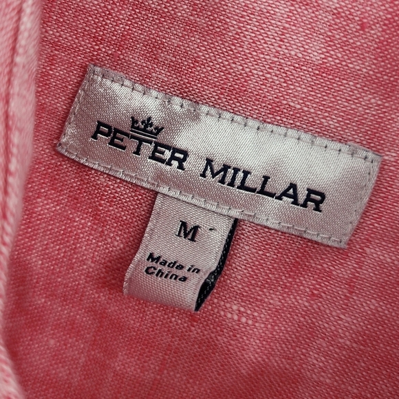 Peter Millar Long Sleeve Button Down Collared Shirt 100% Linen Medium - Picture 8 of 10